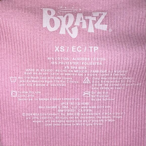 Bratz Y2K High Neck Pink Ribbed Graphic Tank Top Size XS - Picture 3 of 9